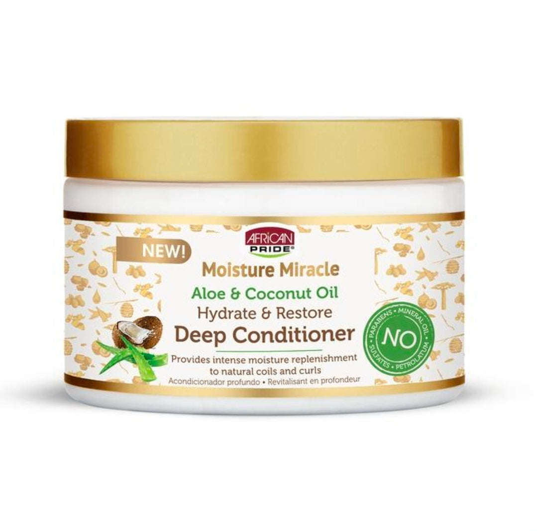 African Pride Moisture Miracle Aloe & Coconut Oil Deep Conditioner – 12 oz