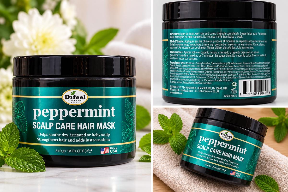 Difeel Peppermint Scalp Care Hair Mask – 12 oz