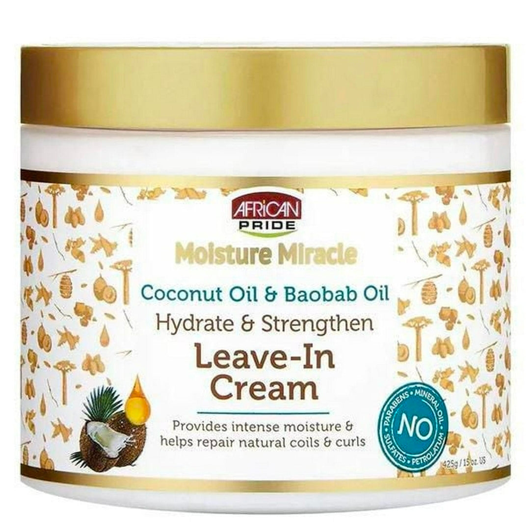 AFRICAN PRIDE Moisture Miracle Leave-in-Creme mit Kokos- und Baobaböl (15 oz)