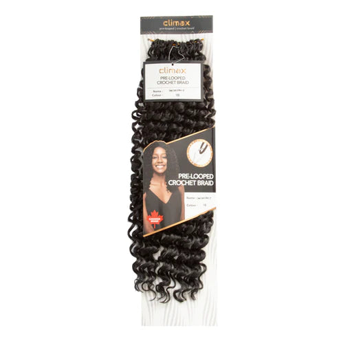 CLIMAX Pre-Looped Crochet Braid - Deep Coily and Wavy 18" F1B/27