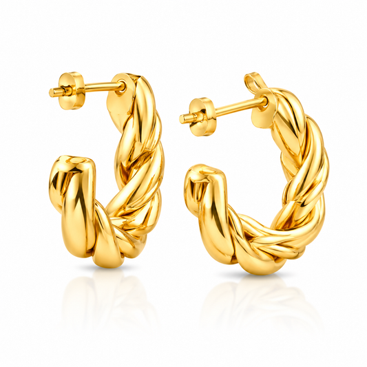 ASON C-Earring-Hoop Earrings - Stainless Steel / PVD 18k Gold