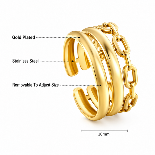 ASON Ring - Stainless Steel / PVD 18k Gold