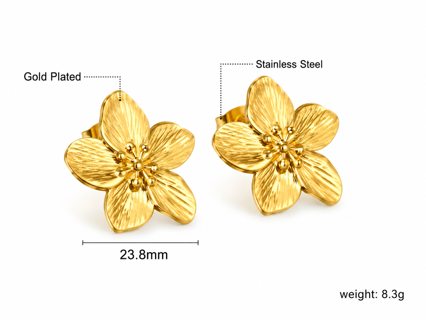 Ason Flower Stud Earrings 18K Gold