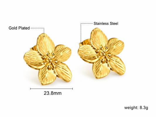 Ason Flower Stud Earrings 18K Gold