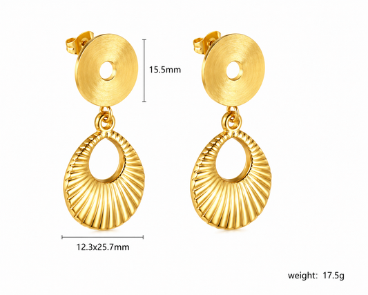 Ason Textured Ring Drop Earrings 18K Gold