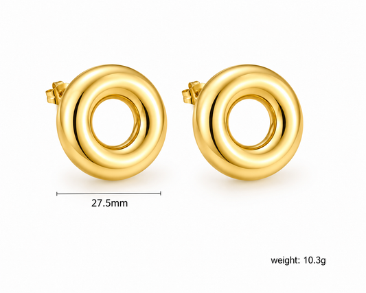Ason Smooth Round Hoop Earrings 18K Gold