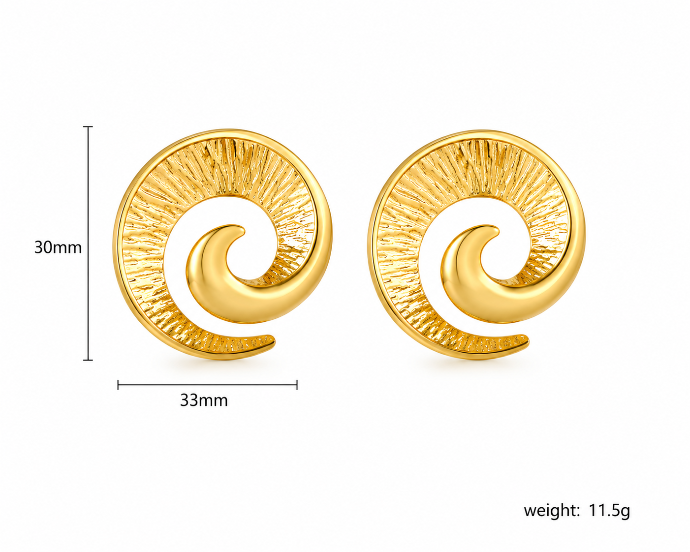 Ason Spiral Ram Horn Stud Earrings 18K Gold