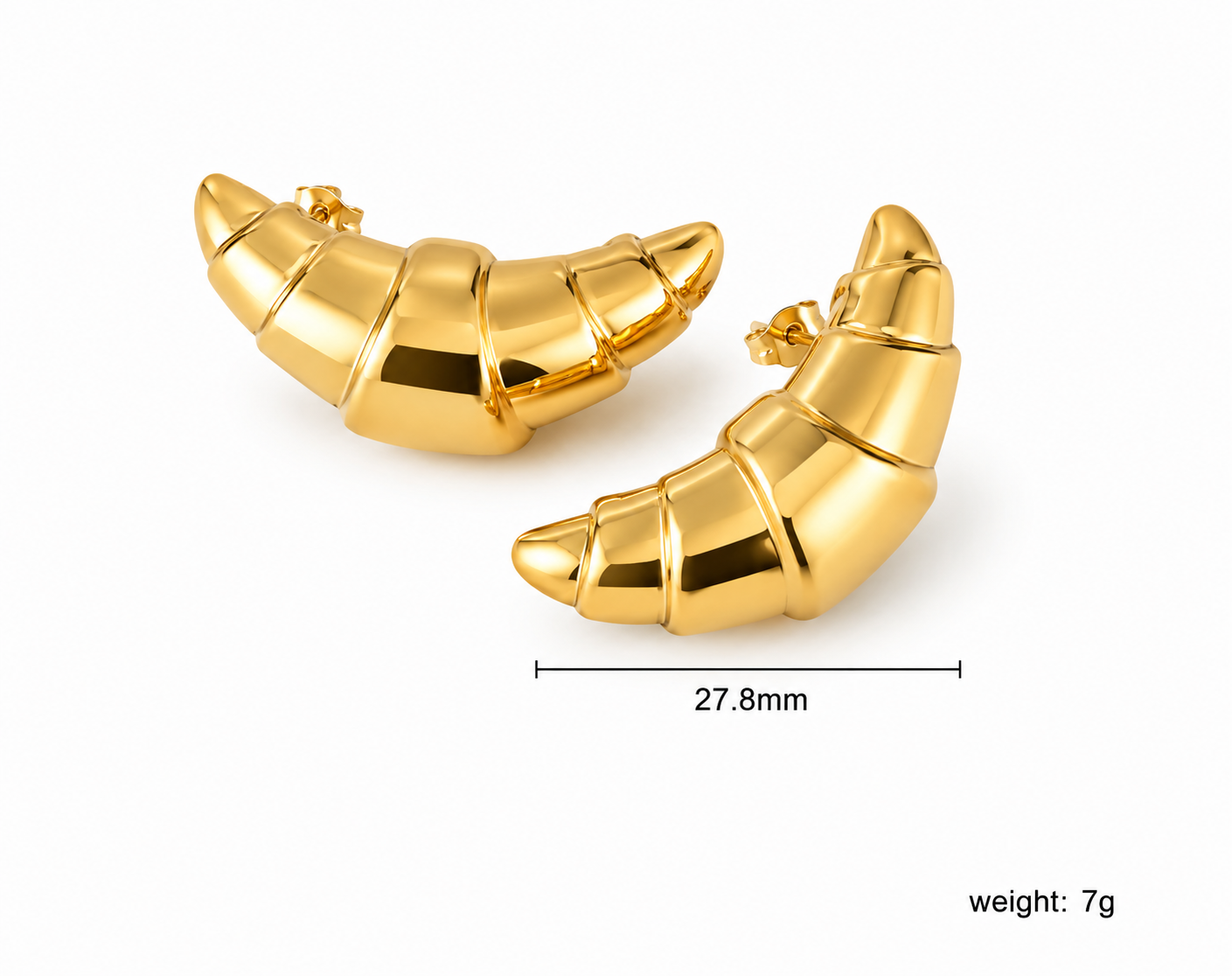 Ason Bull Horn Stud Earrings 18K Gold