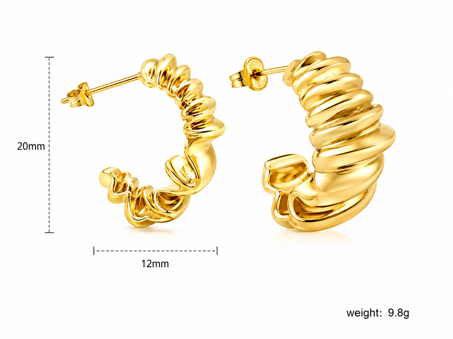 Ason Half-Side Asymmetric Stud Earrings 18K Gold