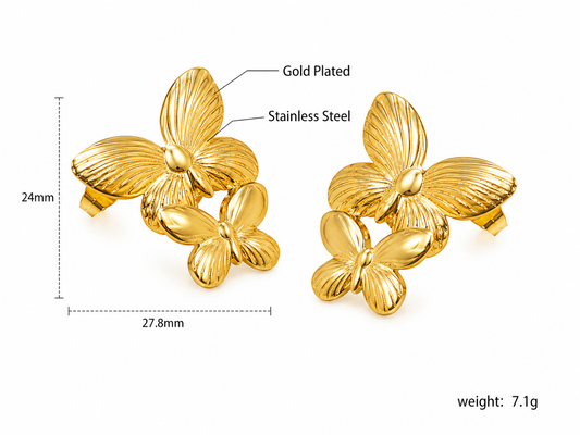 Ason Butterfly Wing Stud Earrings 18K Gold