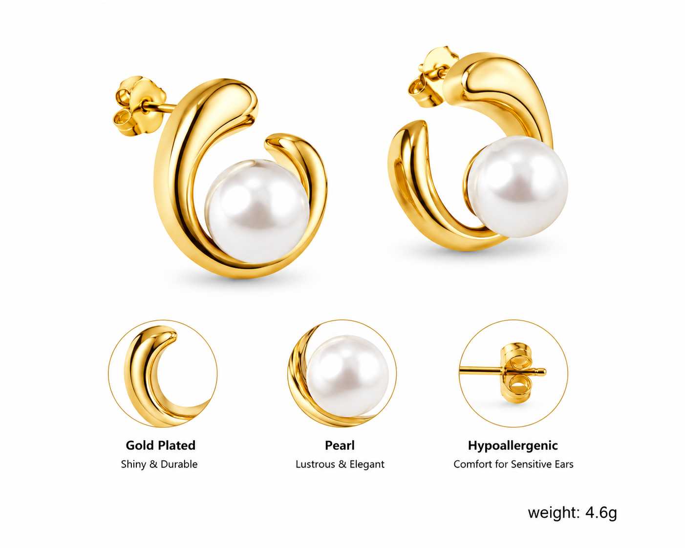 ASON Earring-Stud - Stainless Steel / PVD 18k Gold