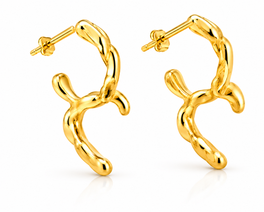 Ason Double C Stud Earrings 18K Gold