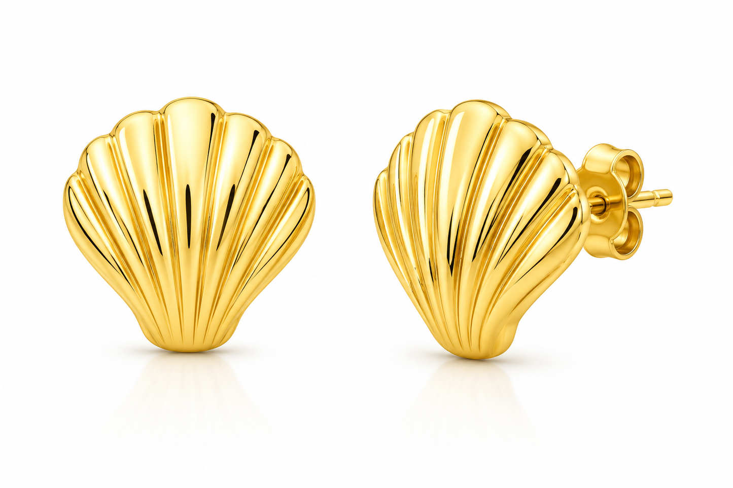 Ason Textured Wing Stud Earrings 18K Gold