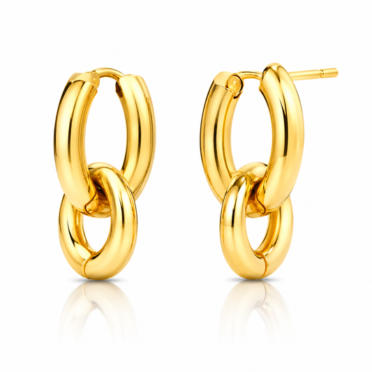 Ason Charm Hoop Earrings 18K Gold