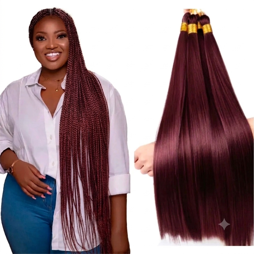 Cheveux à tresser couleur unie, lisses et soyeux, 75 cm