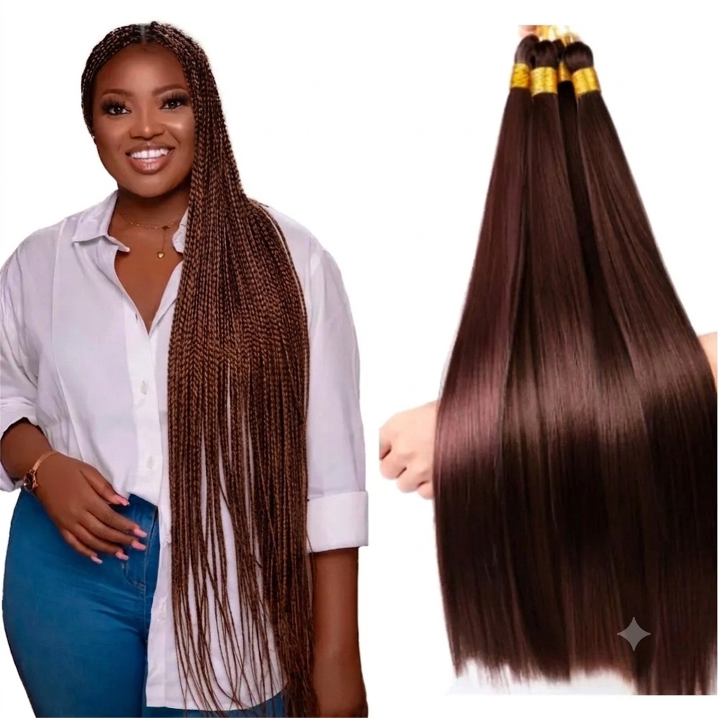 Cheveux à tresser couleur unie, lisses et soyeux, 75 cm