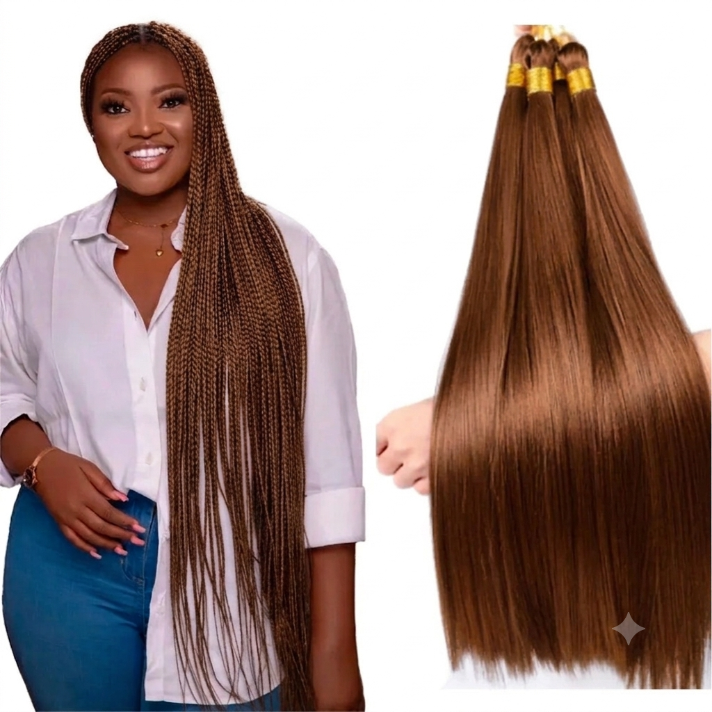 Cheveux à tresser couleur unie, lisses et soyeux, 75 cm