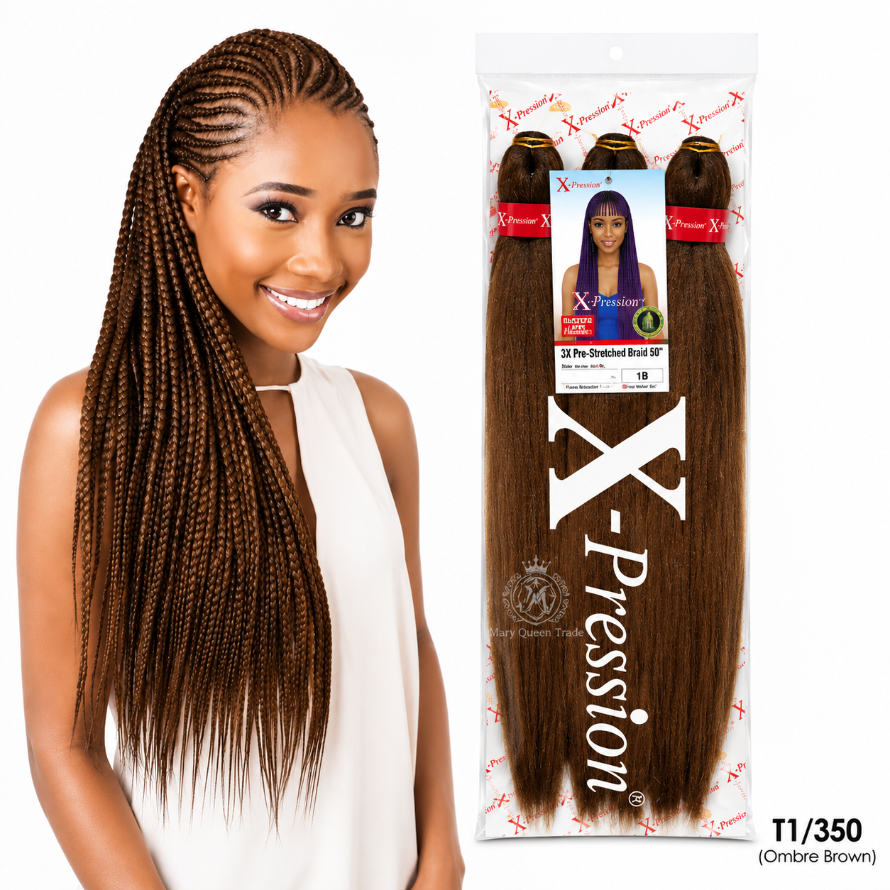 X-Pression 3X Pre-Stretched Braiding Hair 50"