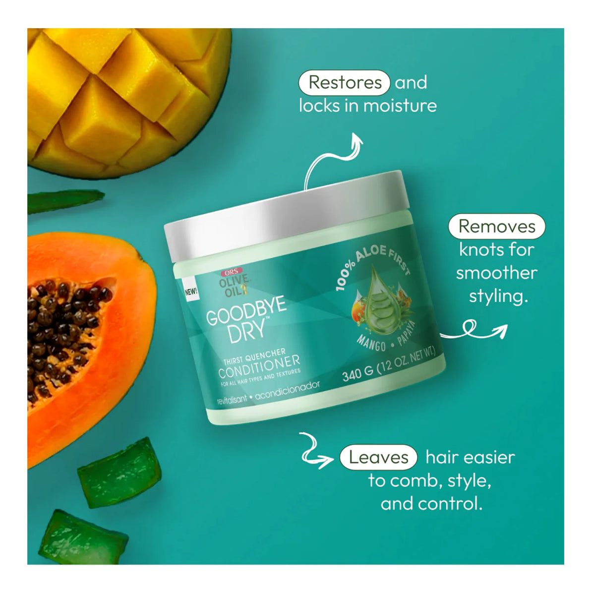 Après-shampoing Désaltérant Goodbye Dry à l'Huile d'Olive ORS (355 ml)