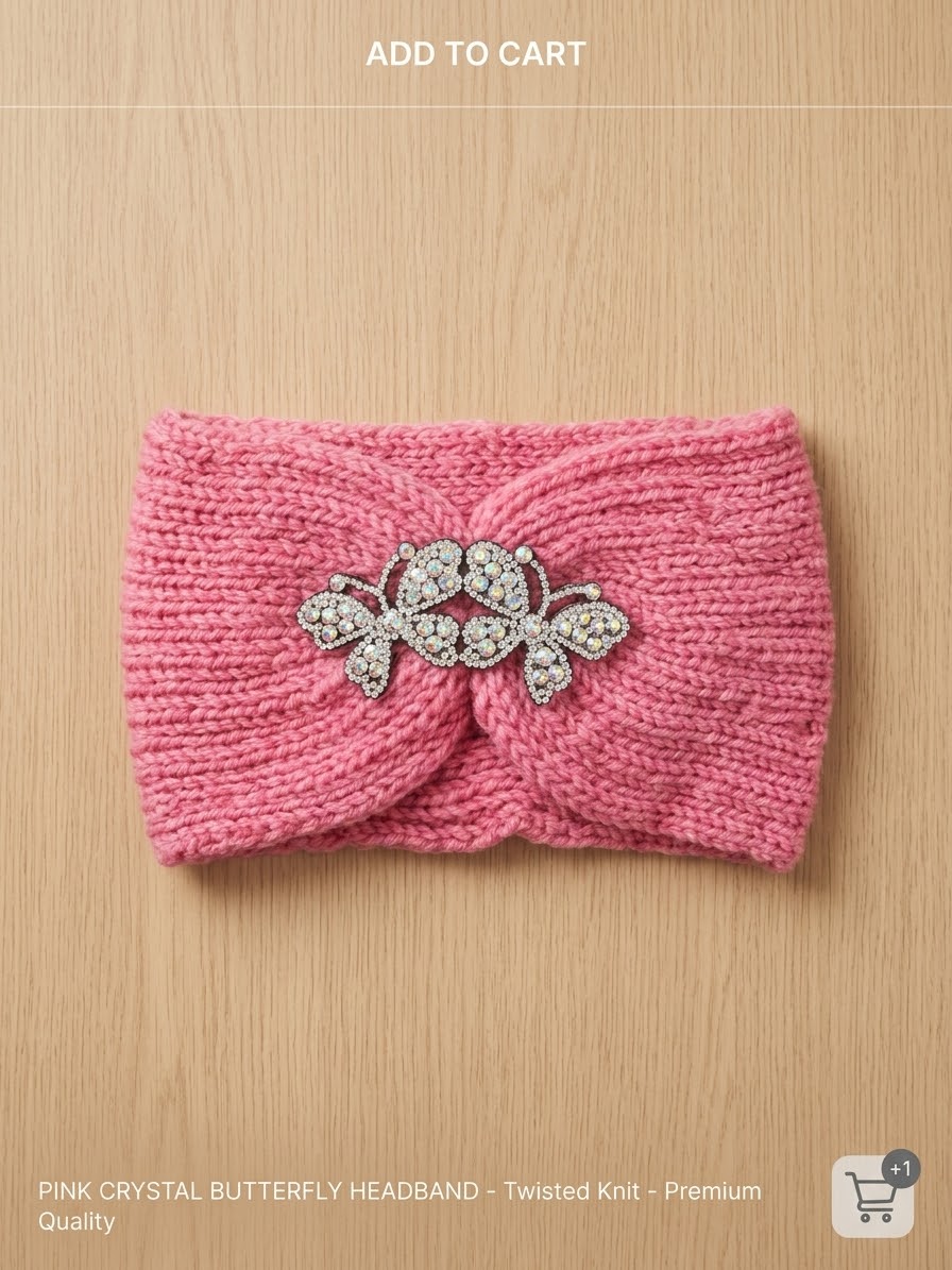 Bandeaux cache-oreilles pour femme en maille épaisse avec strass et breloques