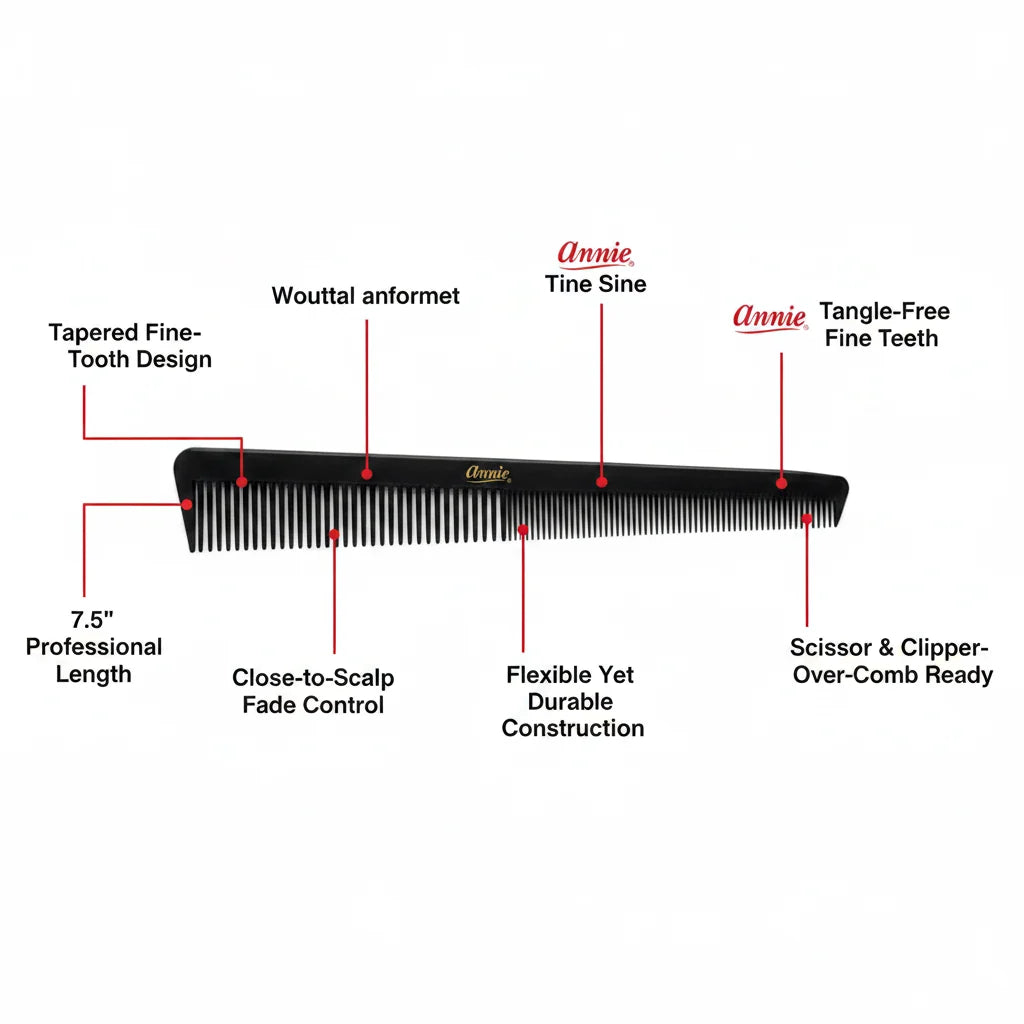 ANNIE Barber Comb – Black | Professional Hair Styling Comb