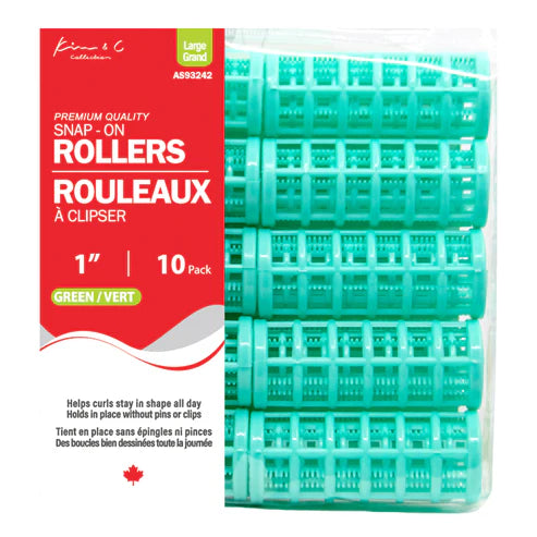 Bigoudis à clipser KIM & C - Grands 10 pièces (2,5 cm Vert)
