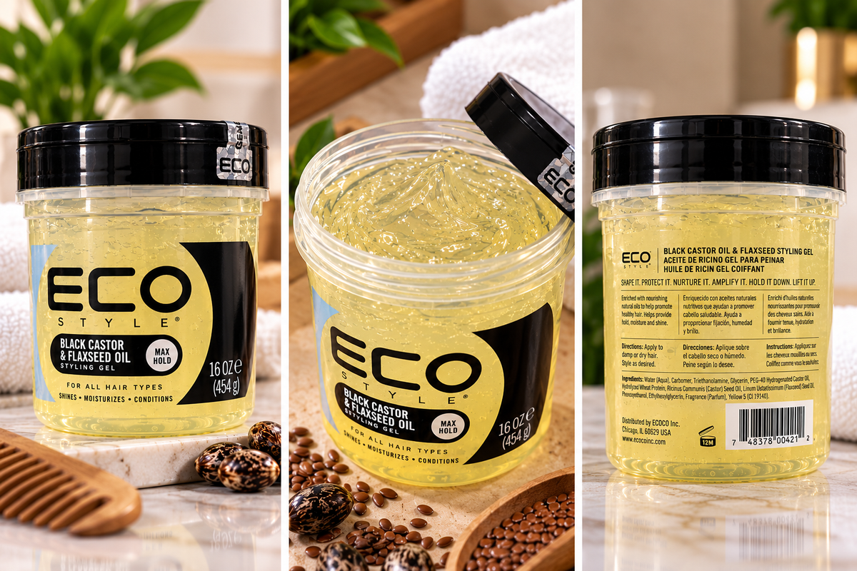 Eco Style Black Styling-Gel mit Rizinus- und Leinöl – 16 oz