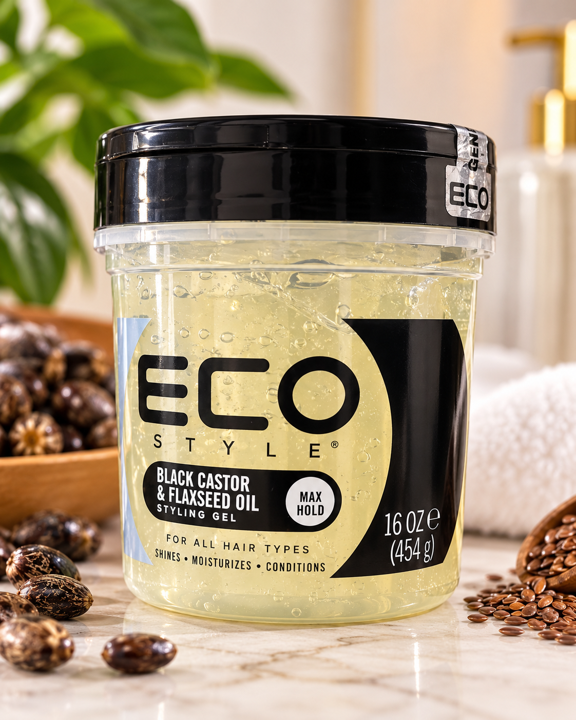 Eco Style Black Styling-Gel mit Rizinus- und Leinöl – 16 oz