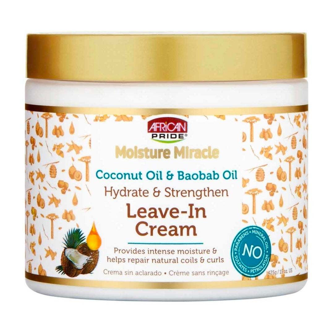 AFRICAN PRIDE Moisture Miracle Leave-in-Creme mit Kokos- und Baobaböl (15 oz)