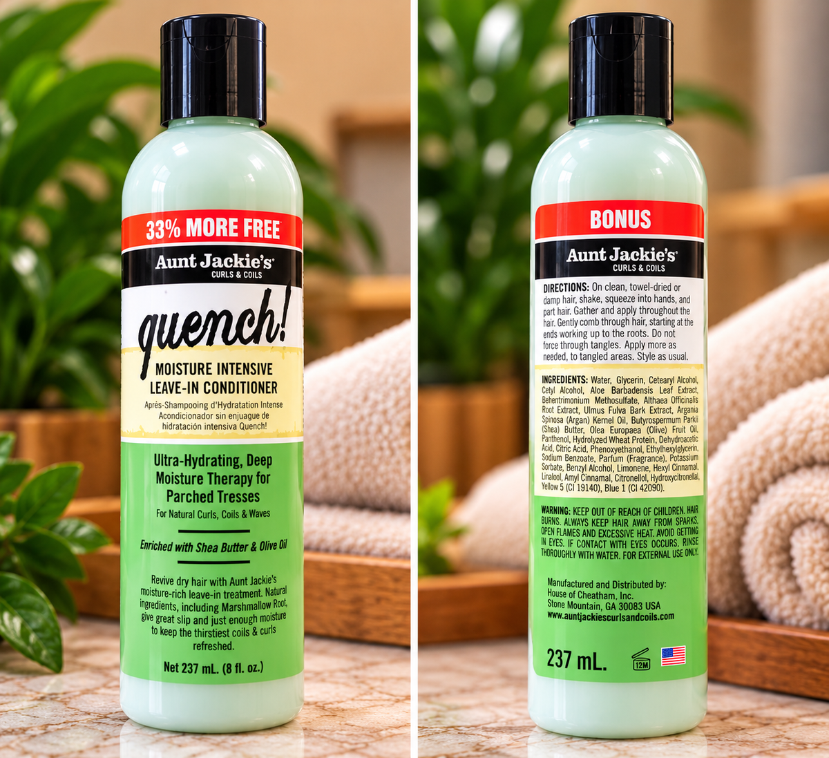 Aunt Jackie's Quench! Moisture Intensive Leave-In Conditioner – 8 oz (33% More Free)