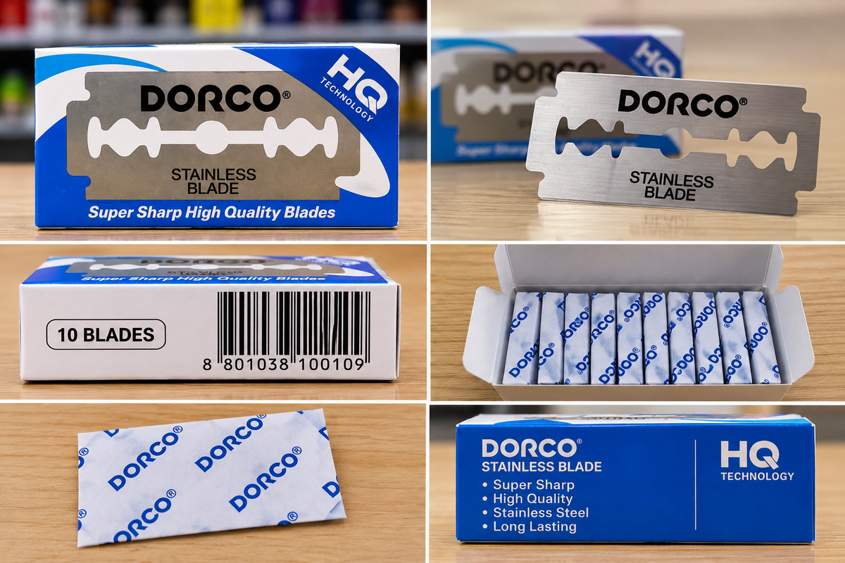 Dorco high-quality stainless steel razor blades in a box