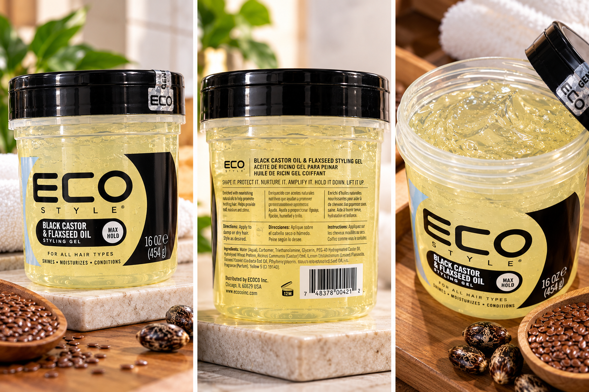 Eco Style Black Styling-Gel mit Rizinus- und Leinöl – 16 oz