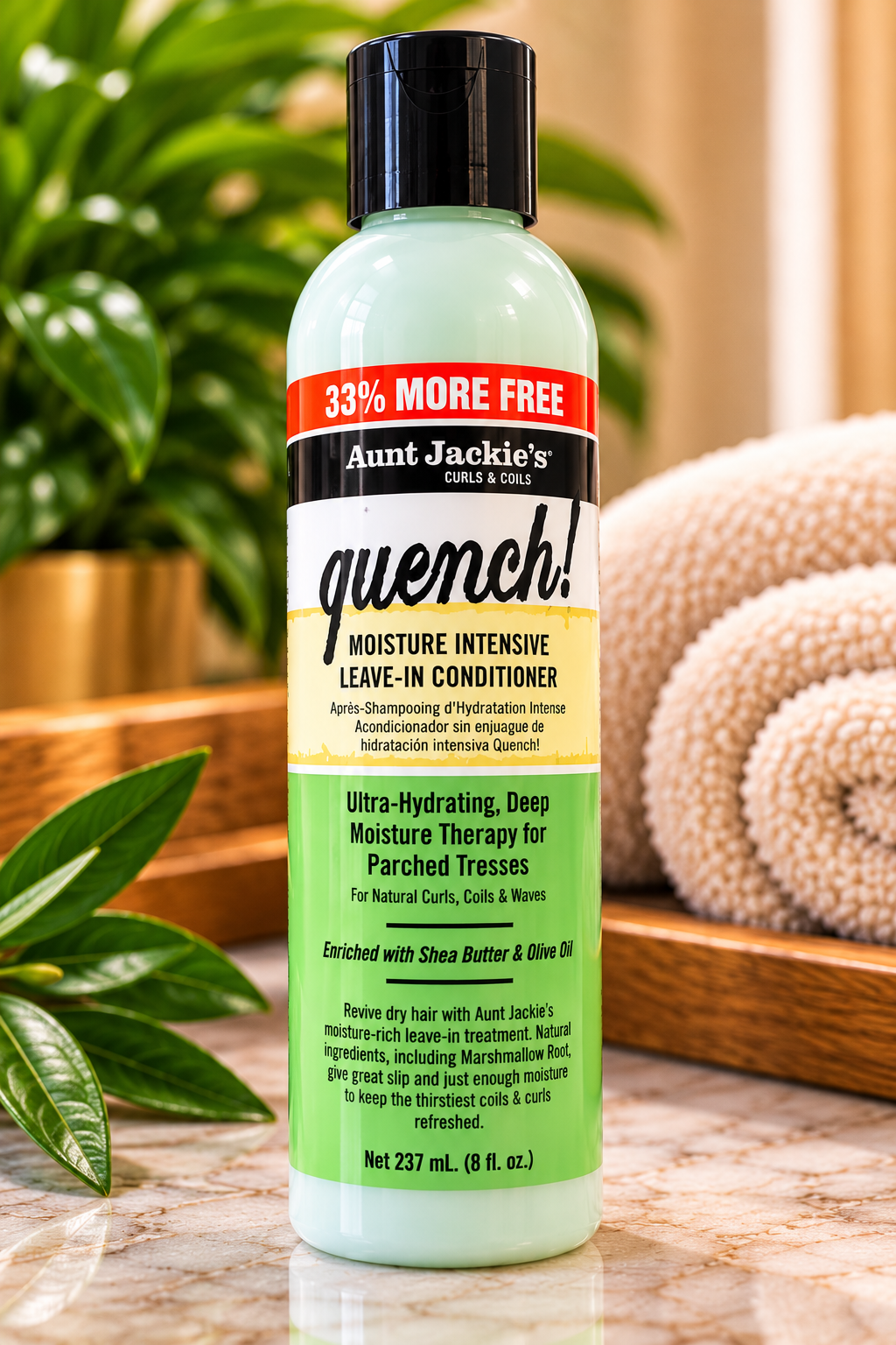 Aunt Jackie's Quench! Moisture Intensive Leave-In Conditioner – 8 oz (33% More Free)