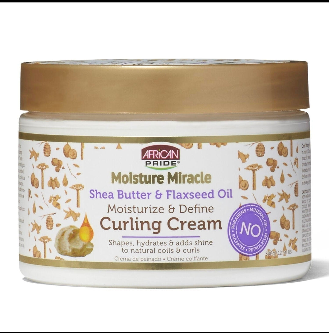 Shop African Pride Moisture Miracle Shea Butter & Flaxseed Oil Curling Cream 12 oz at Rockland Beauty Supply. Moisturize, define and add shine to curls.