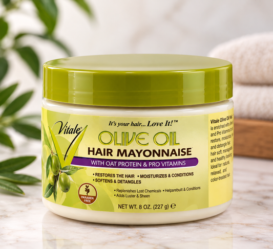 Vitale Olive Oil Hair Mayonnaise with Oat Protein & Pro Vitamins – 8 oz