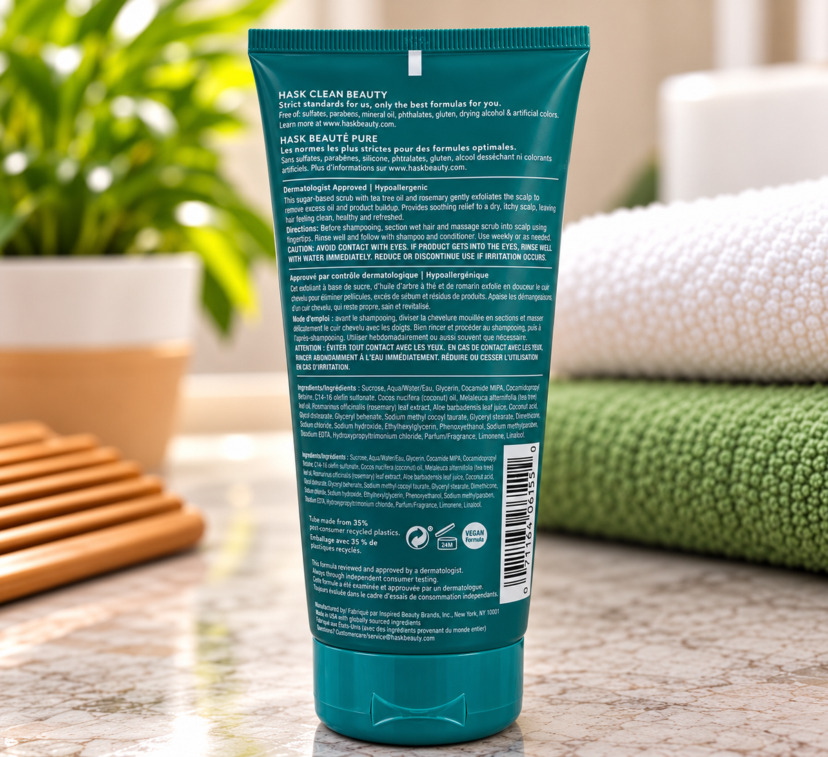 HASK Tea Tree Oil & Rosemary Pre-Shampoo Scalp Scrub – 6 oz (178 mL)